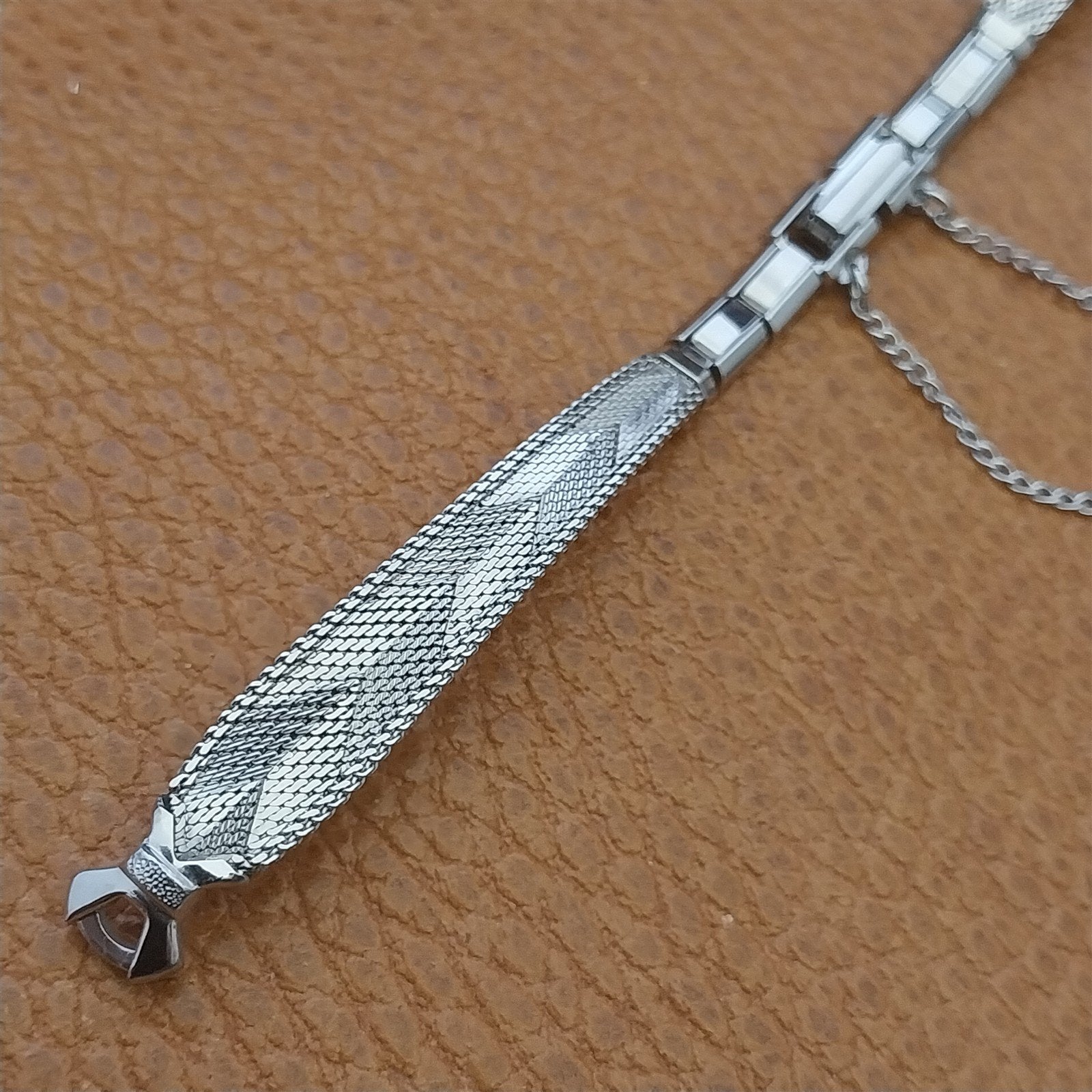 Ladies White Gold-Filled Craftex Mesh MCM nos 1960s Unused Vintage Watch Band