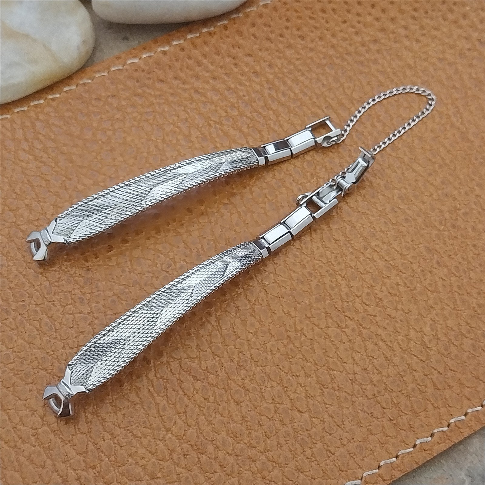 Ladies White Gold-Filled Craftex Mesh MCM nos 1960s Unused Vintage Watch Band