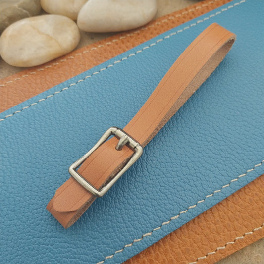 3/8" Tan English Bridle Leather Vintage Pocket Watch Fob Strap & Solid Buckle