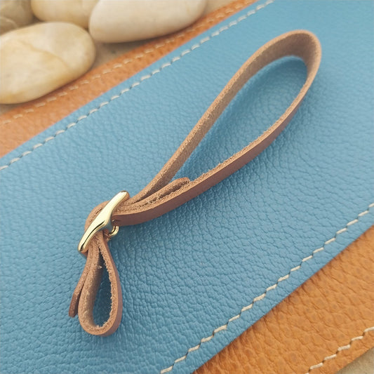 3/8" Tan English Bridle Leather Vintage Watch Fob Strap & Gold Plated Buckle