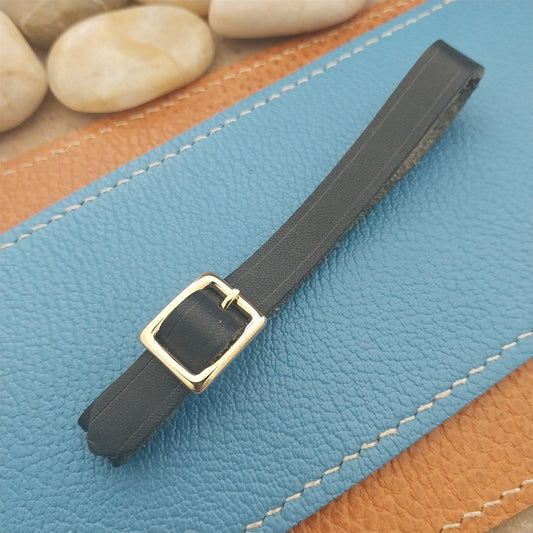 3/8" Black English Bridle Leather Vintage Watch Fob Strap & Gold Plated Buckle