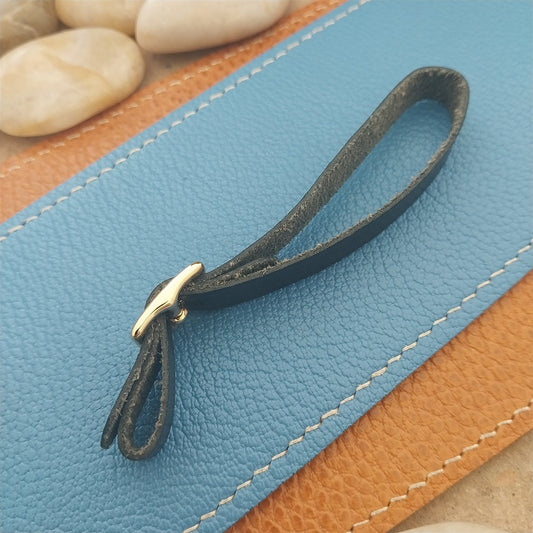 3/8" Black English Bridle Leather Vintage Watch Fob Strap & Gold Plated Buckle