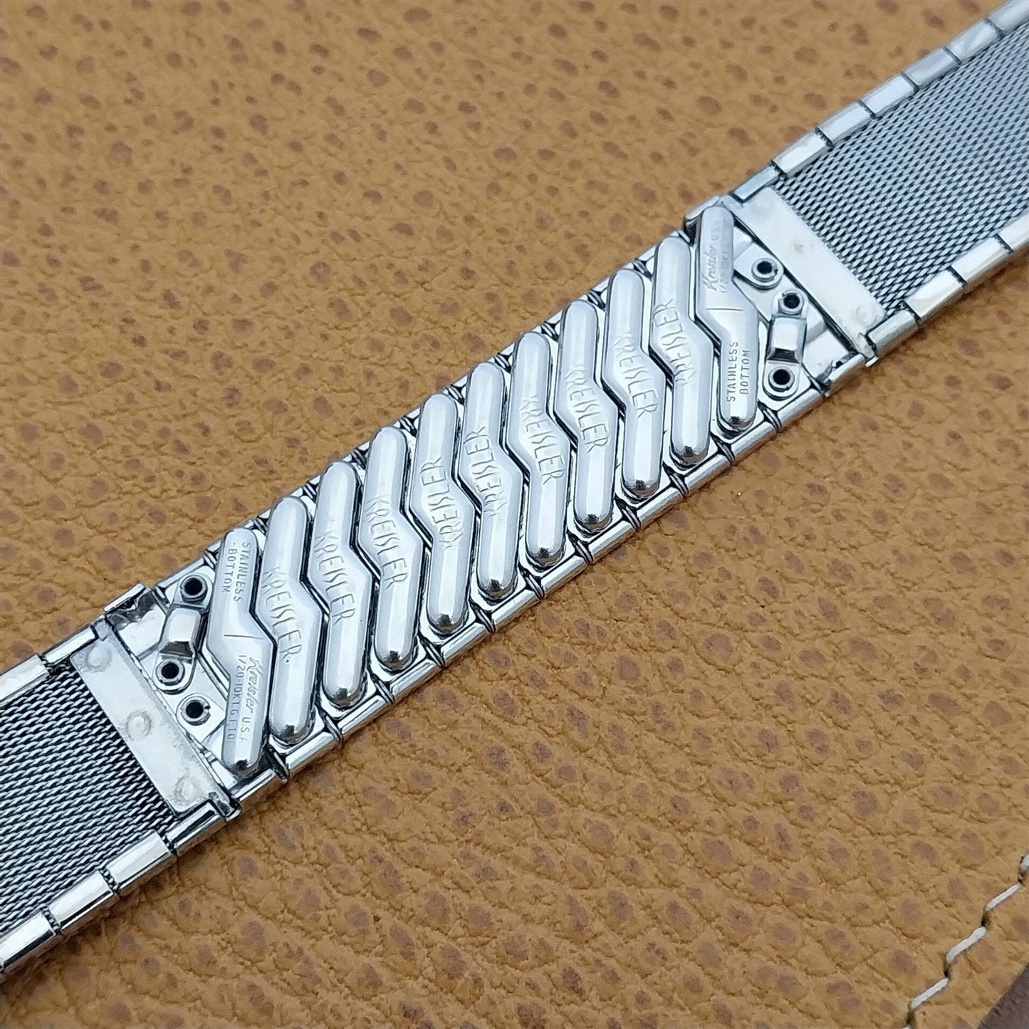 Vintage 19mm 18mmWhite Gold-Filled & Lizard Kreisler 1950s Unused Watch Band