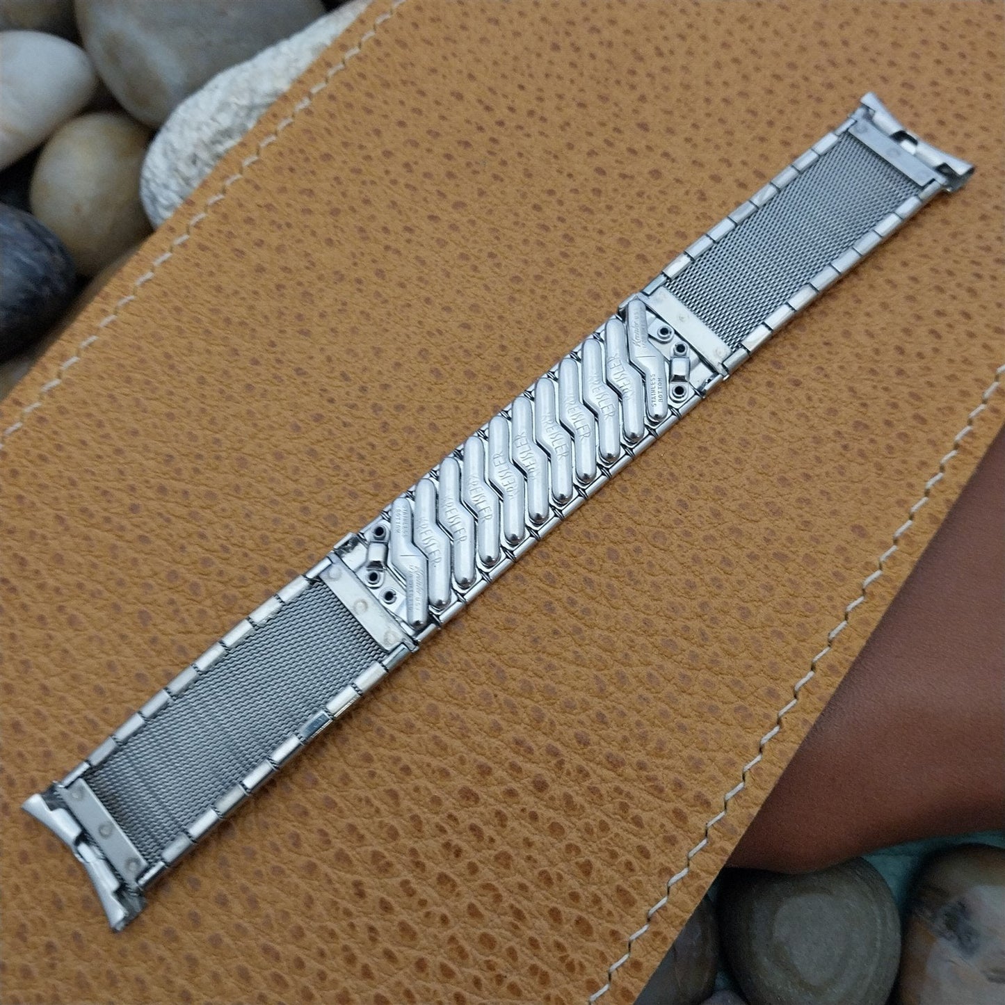 Vintage 19mm 18mmWhite Gold-Filled & Lizard Kreisler 1950s Unused Watch Band