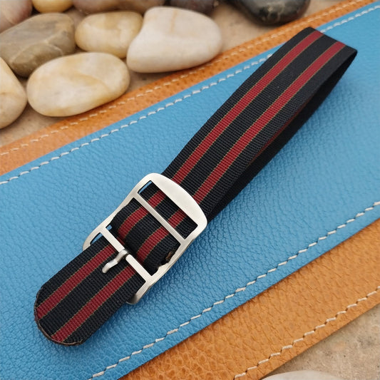 Vintage 19mm Regimental Striped Nylon Classic Single Pass nos Unused Watch Band