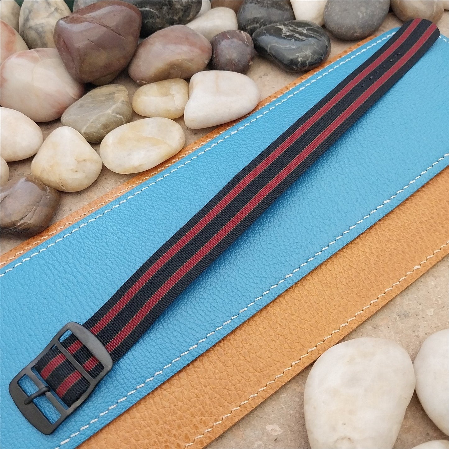 Vintage 19mm Regimental Striped Nylon Classic Single Pass nos Unused Watch Band