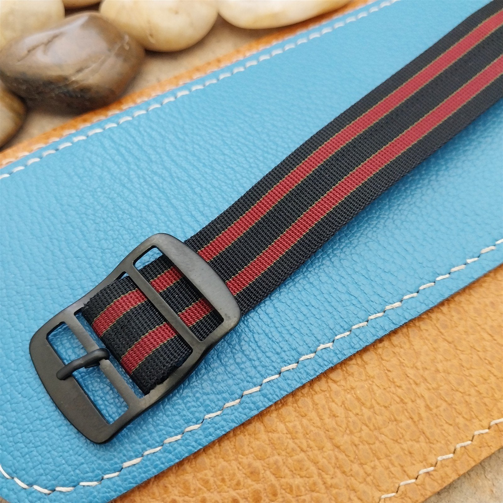 Vintage 19mm Regimental Striped Nylon Classic Single Pass nos Unused Watch Band