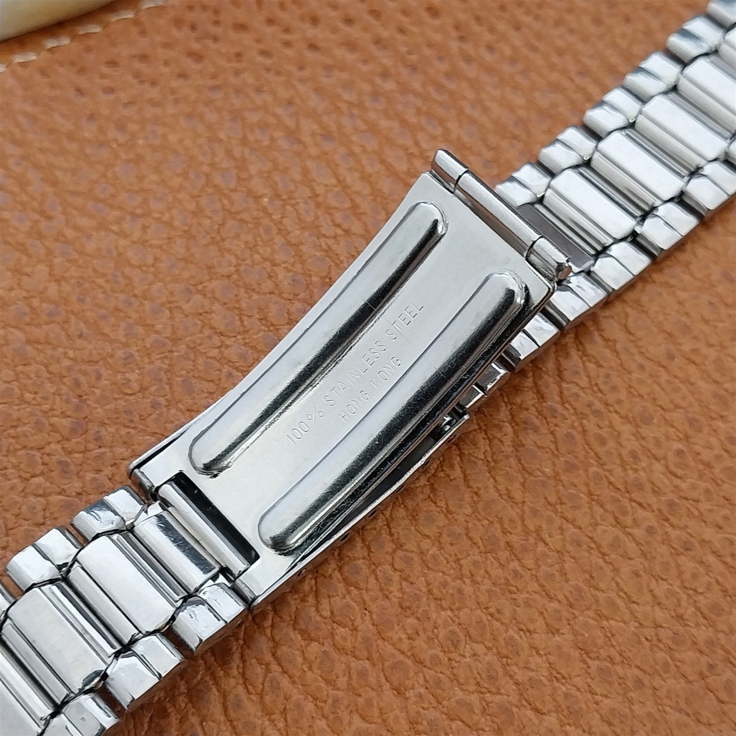 Vintage 19mm Stainless Steel Cushion-Link nos Unused Classic 1970s Watch Band