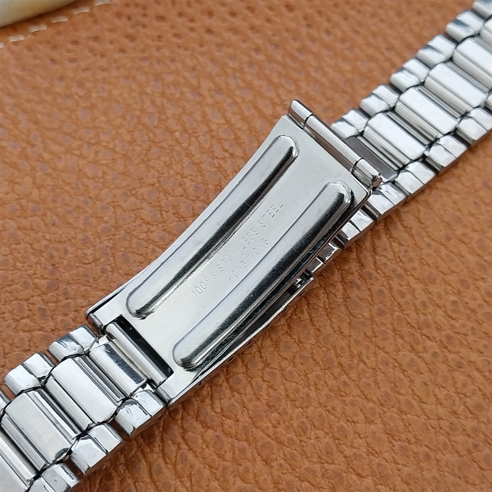 Vintage 19mm Stainless Steel Cushion-Link nos Unused Classic 1970s Watch Band