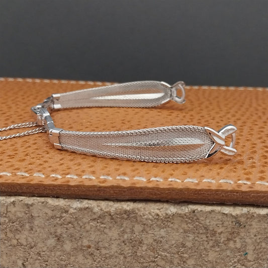 White Gold-Filled Mesh Ladies Speidel Teardrop Unused 1960s Vintage Watch Band