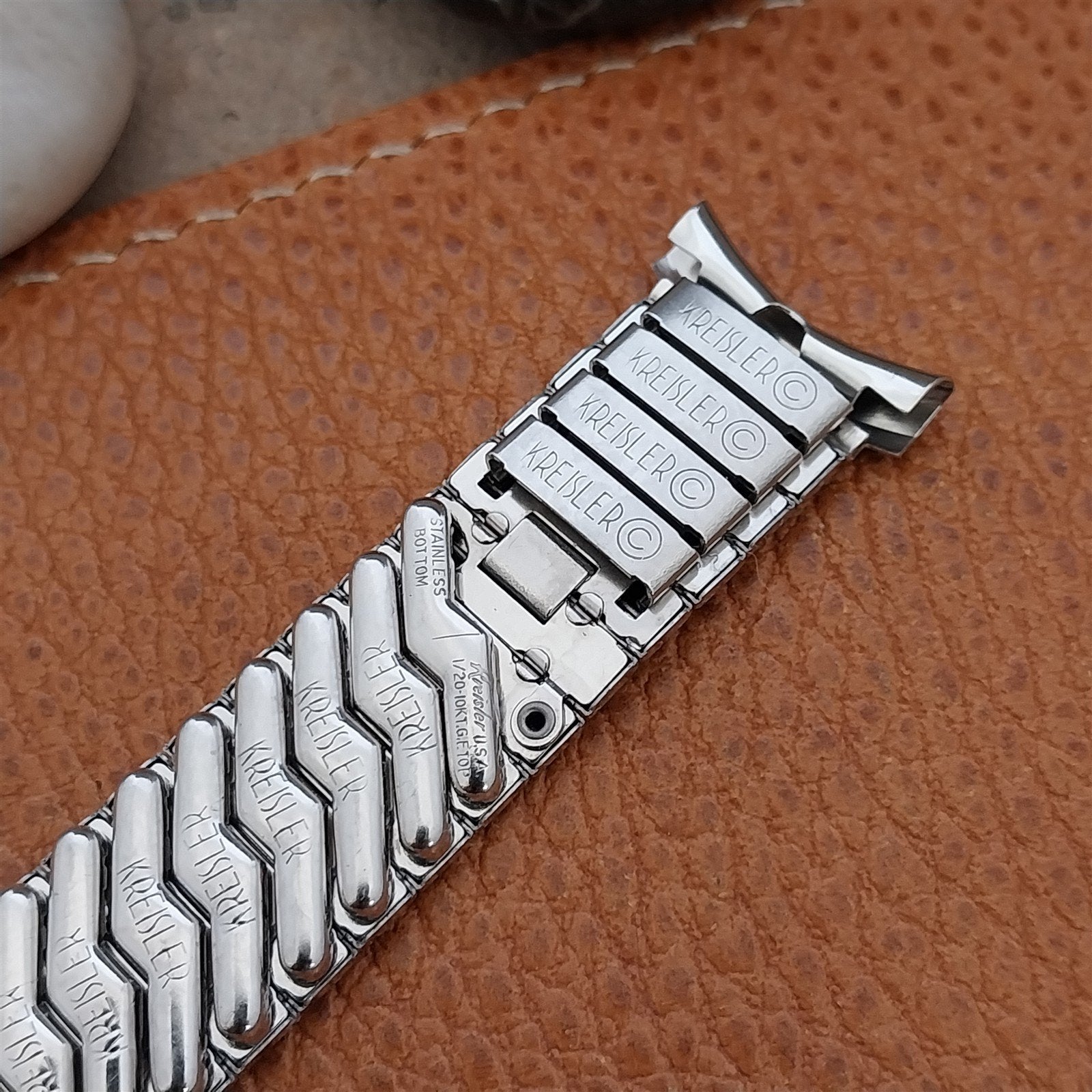 19mm 18mm 16mm Kreisler White Gold Filled nos Classic 1950s Vintage Watch Band