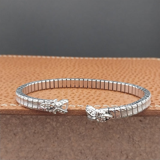 Vintage Ladies Long 1970s 10k White Gold Speidel Unused Expansion Watch Band nos