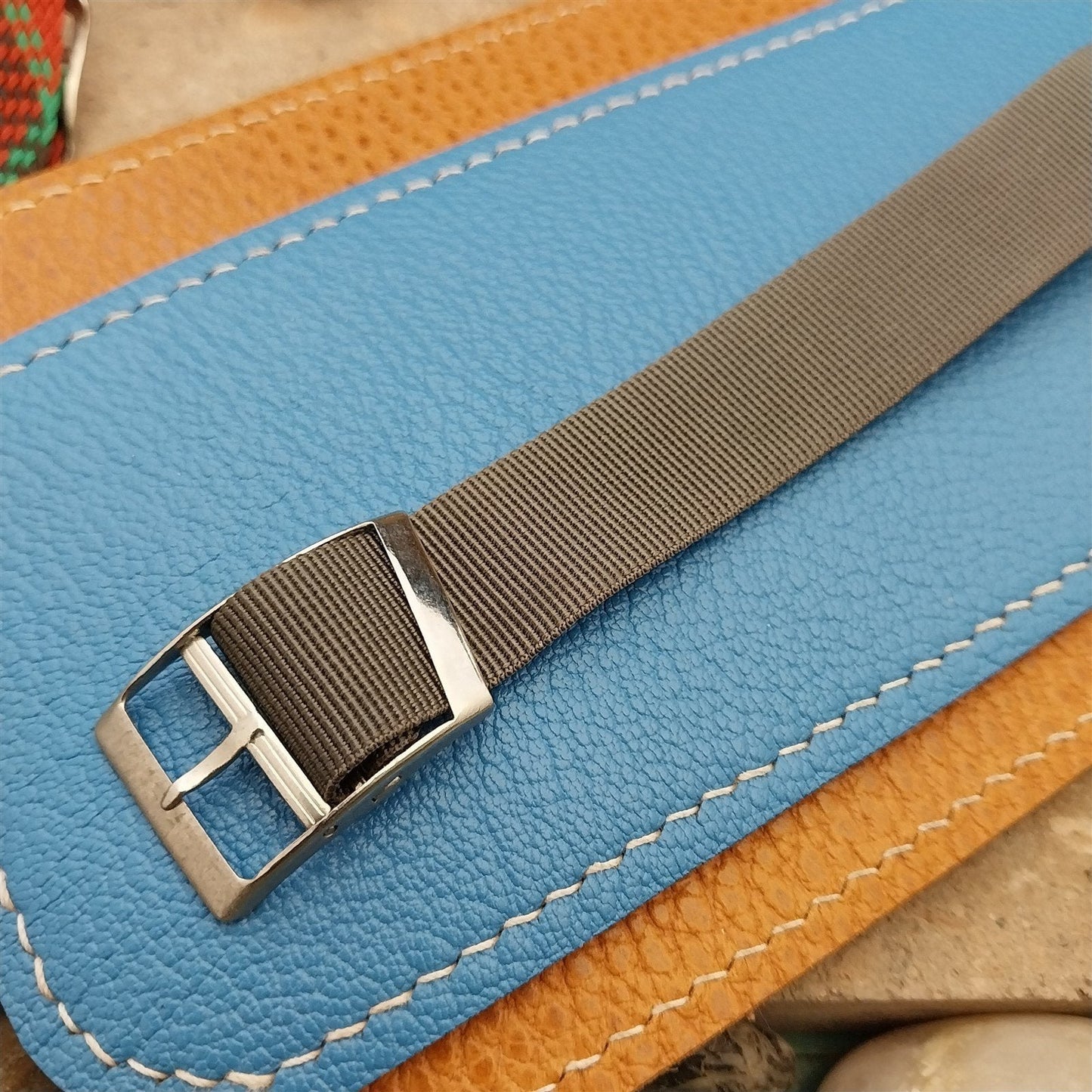 Vintage 17mm Gray Nylon Classic Single Pass Unused 1960s 1970s Watch Band