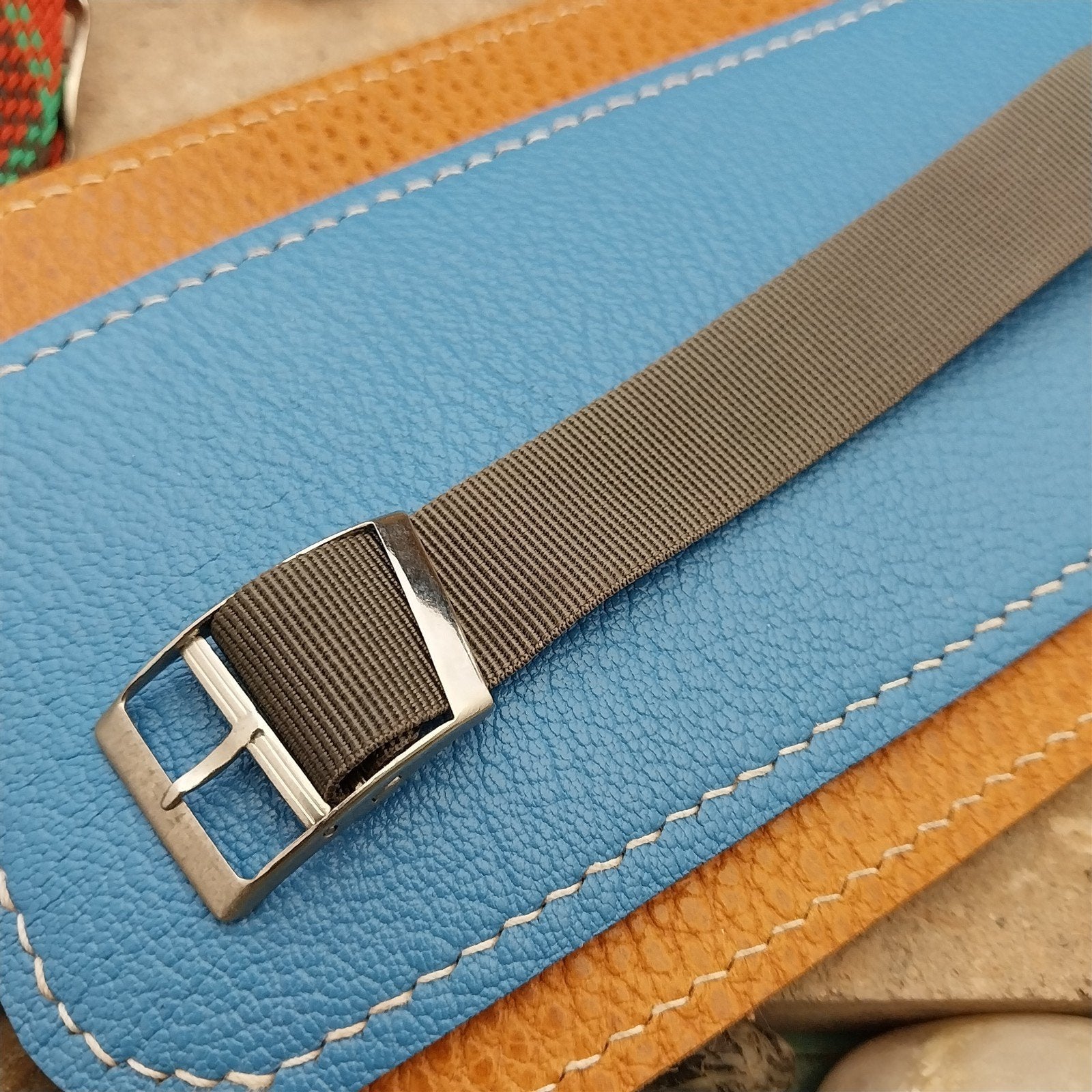 Vintage 17mm Gray Nylon Classic Single Pass Unused 1960s 1970s Watch Band