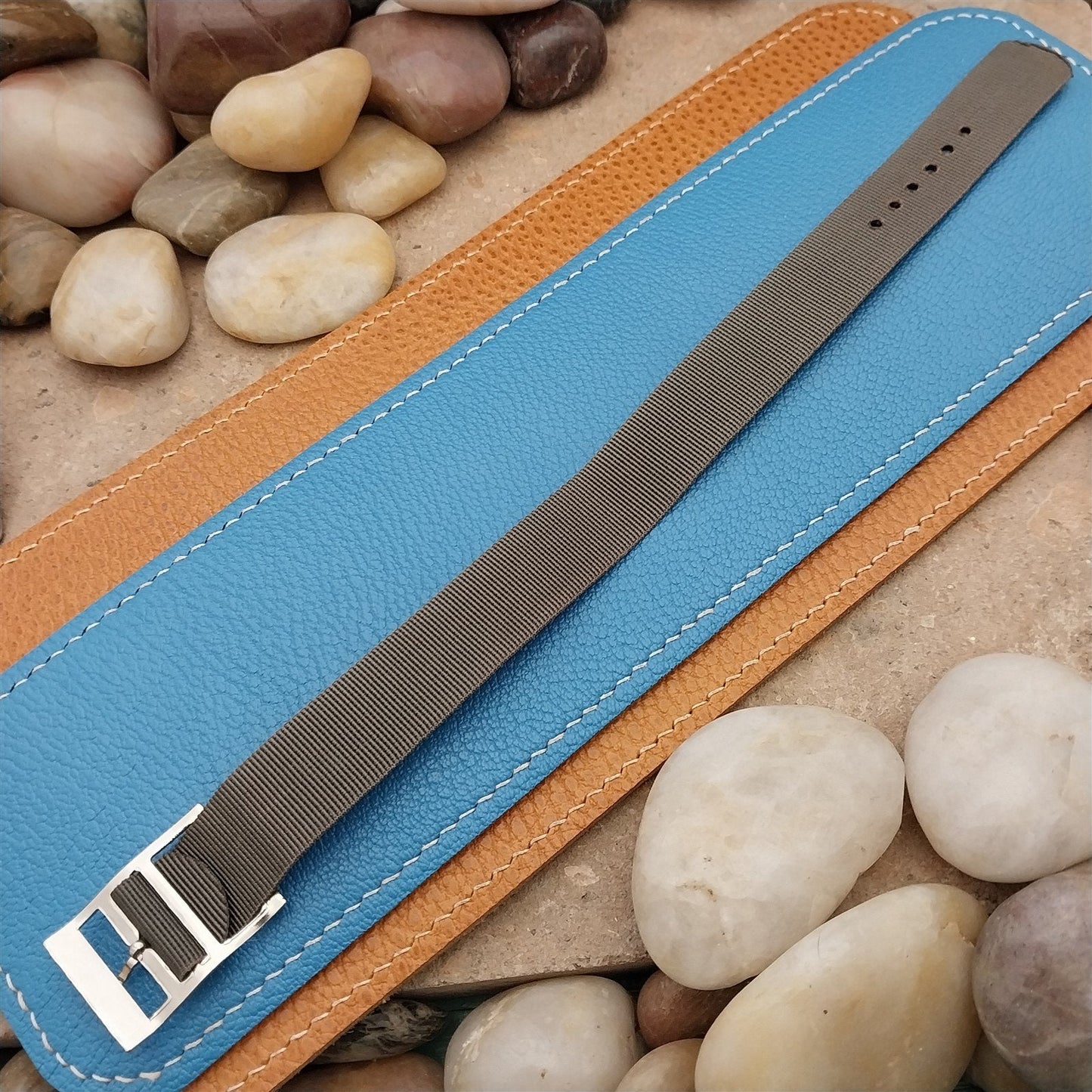 Vintage 17mm Gray Nylon Classic Single Pass Unused 1960s 1970s Watch Band