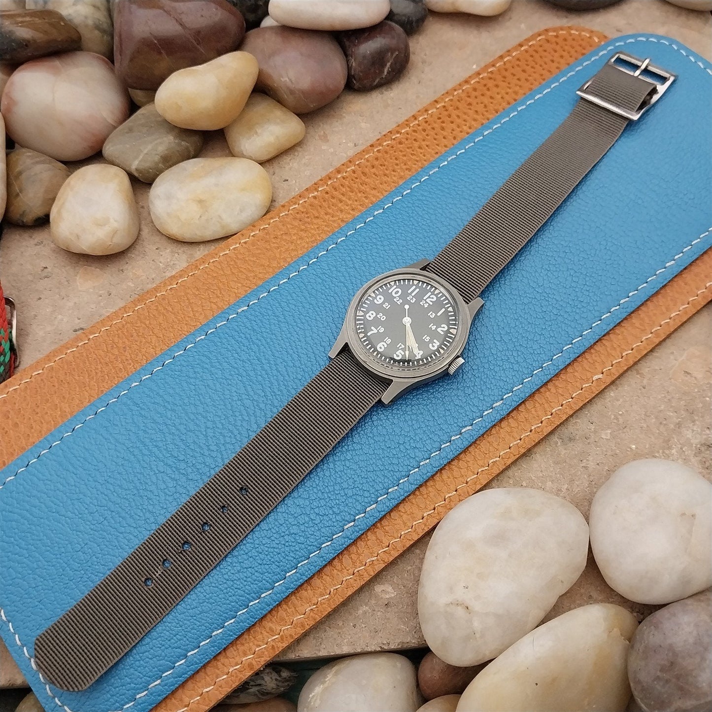 Vintage 17mm Gray Nylon Classic Single Pass Unused 1960s 1970s Watch Band