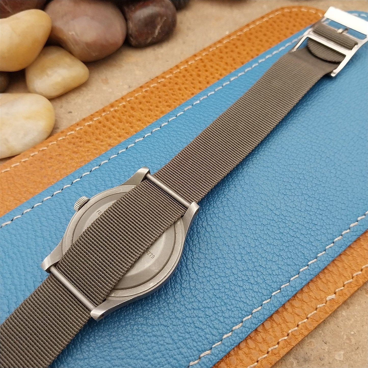 Vintage 17mm Gray Nylon Classic Single Pass Unused 1960s 1970s Watch Band
