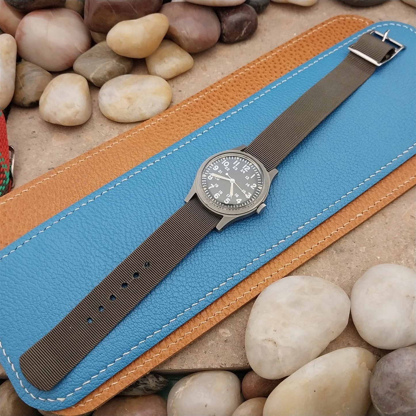 17mm Gray Nylon Single Pass Unused nos Classic 1960s 1970s Vintage Watch Band