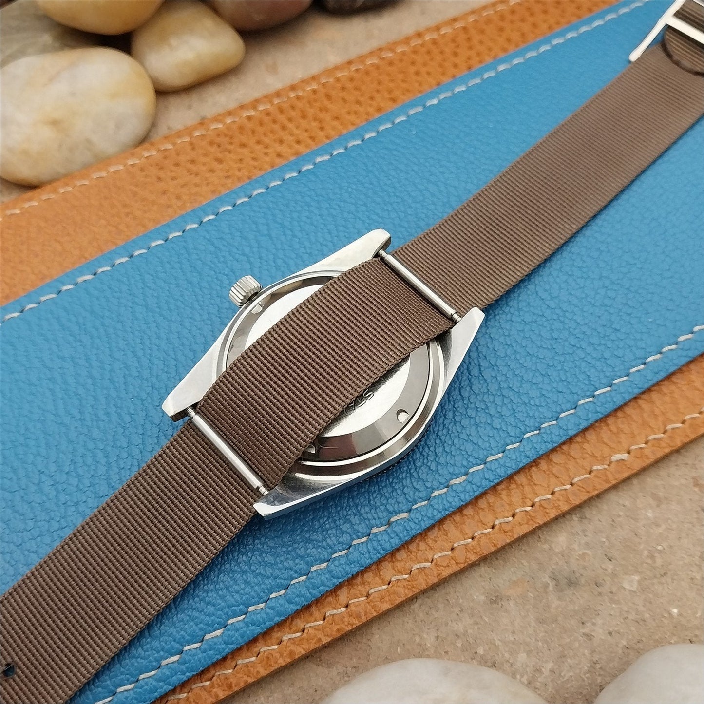 Vintage 19mm Brown Nylon Classic Single Pass nos Unused 1960s 1970s Watch Band