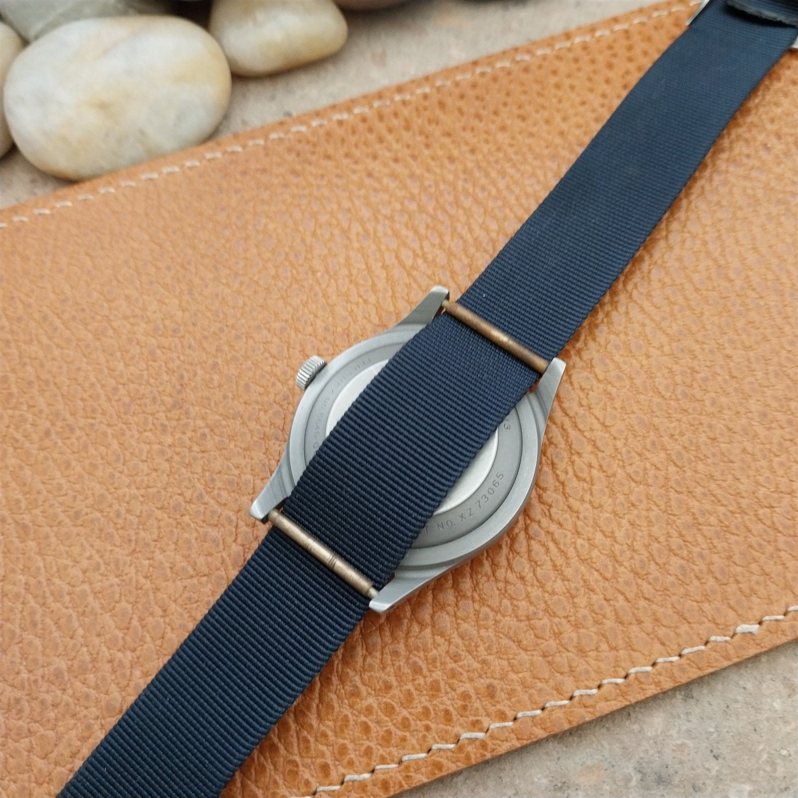 Vintage 17mm Dark Blue Stiff Nylon Classic Single Pass Unused 1970s Watch Band