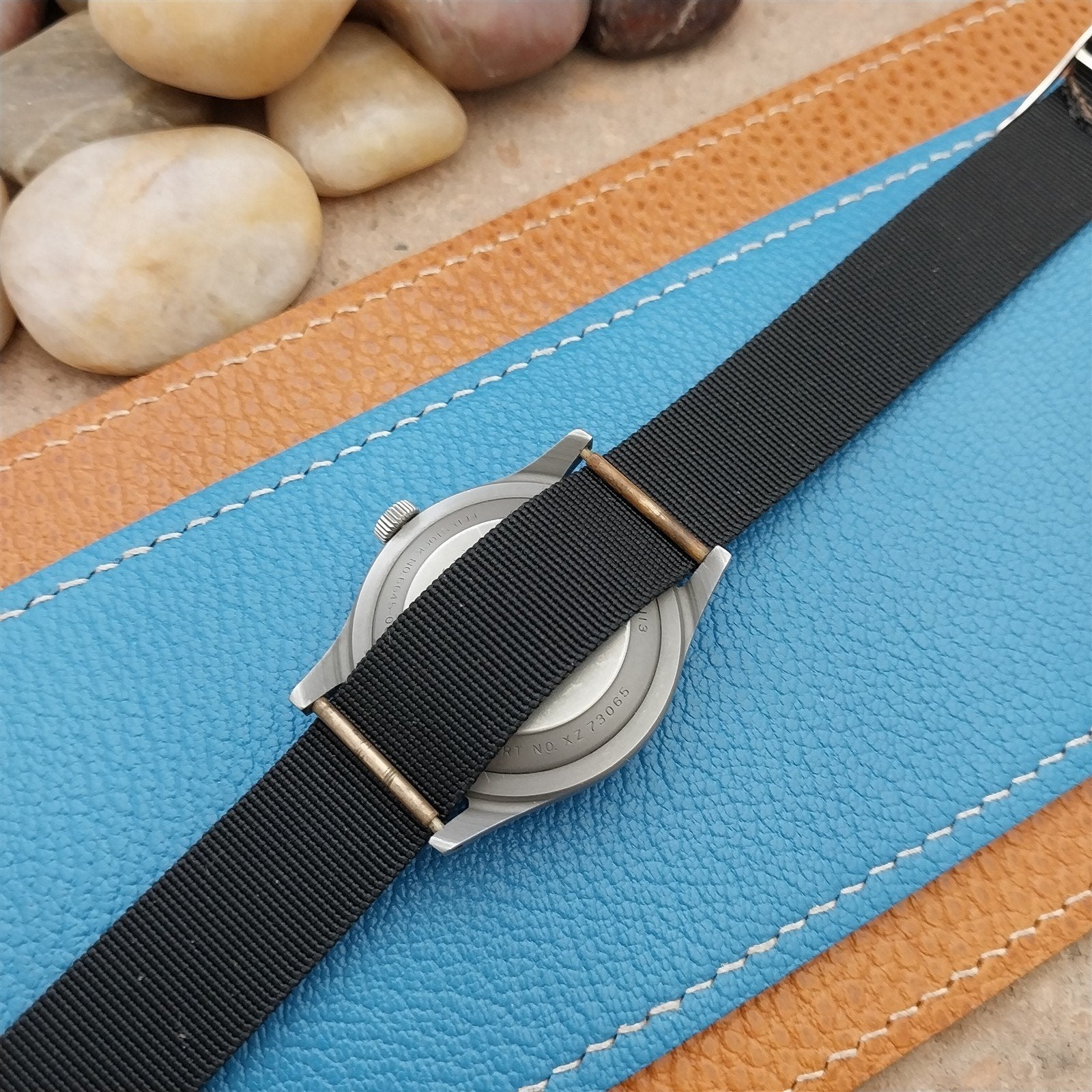 Vintage 16.5mm Black Stiff Nylon Classic Single Pass NOS Unused 1970s Watch Band