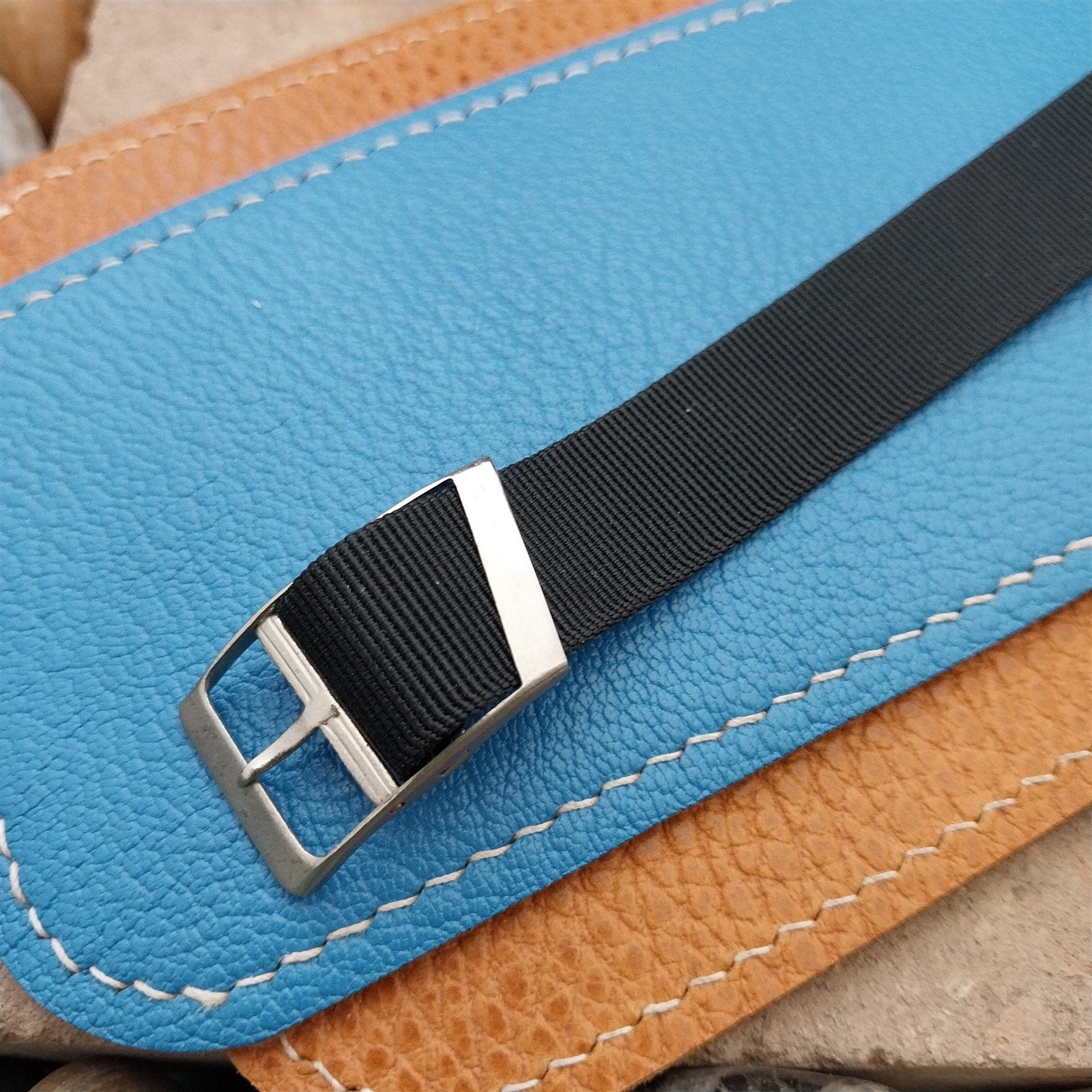 Vintage 5/8" Black Stiff Nylon Classic Single Pass Unused NOS 1970s Watch Band