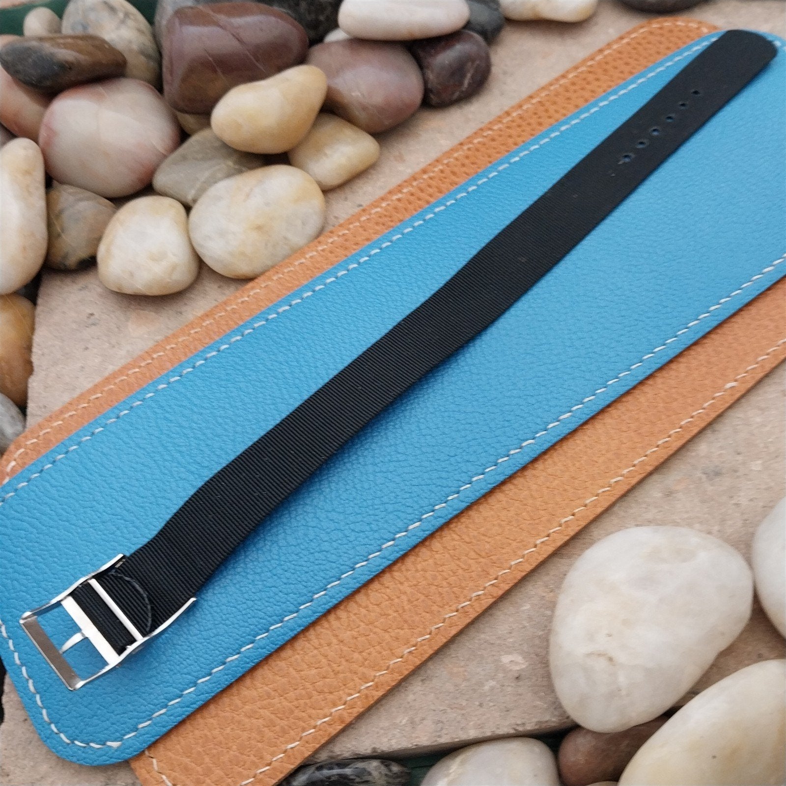 Vintage 17.4mm Black Nylon Classic Single Pass NOS Unused 1970s Watch Band