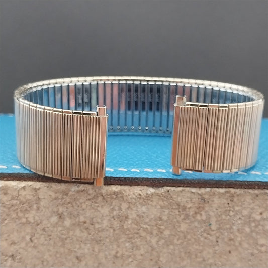 Vintage 22mm 20mm Gold-Tone Speidel Wide Thinline Expansion Unused Watch Band