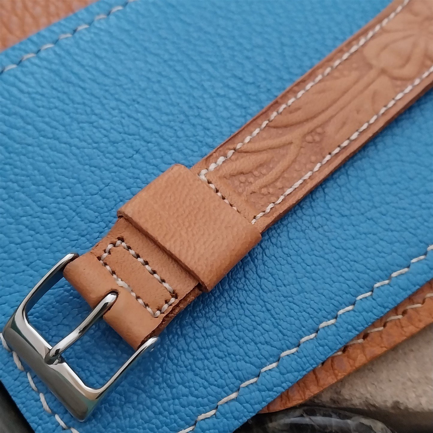 18mm Vintage Risto Natural Leather Classic Cuff nos 1960s Unused Watch Band