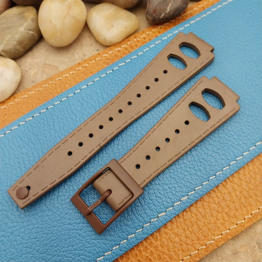 Vintage 16mm RK Swiss Direct Read Jump Hour Brown nos 1970s Rally Watch Band