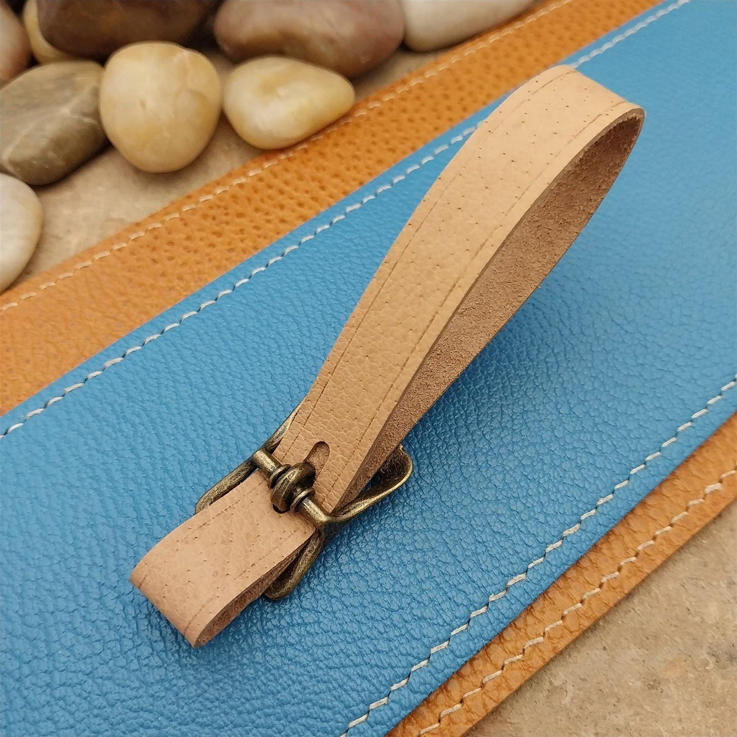 Veg Tanned Pigskin Vintage Pocket Watch Fob Strap & Antique Finish Solid Buckle