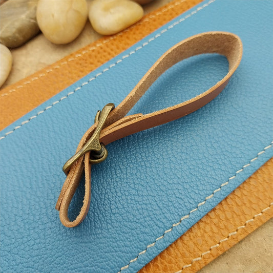 Tan English Bridle Leather Vintage Pocket Watch Fob Strap & Premium Solid Buckle