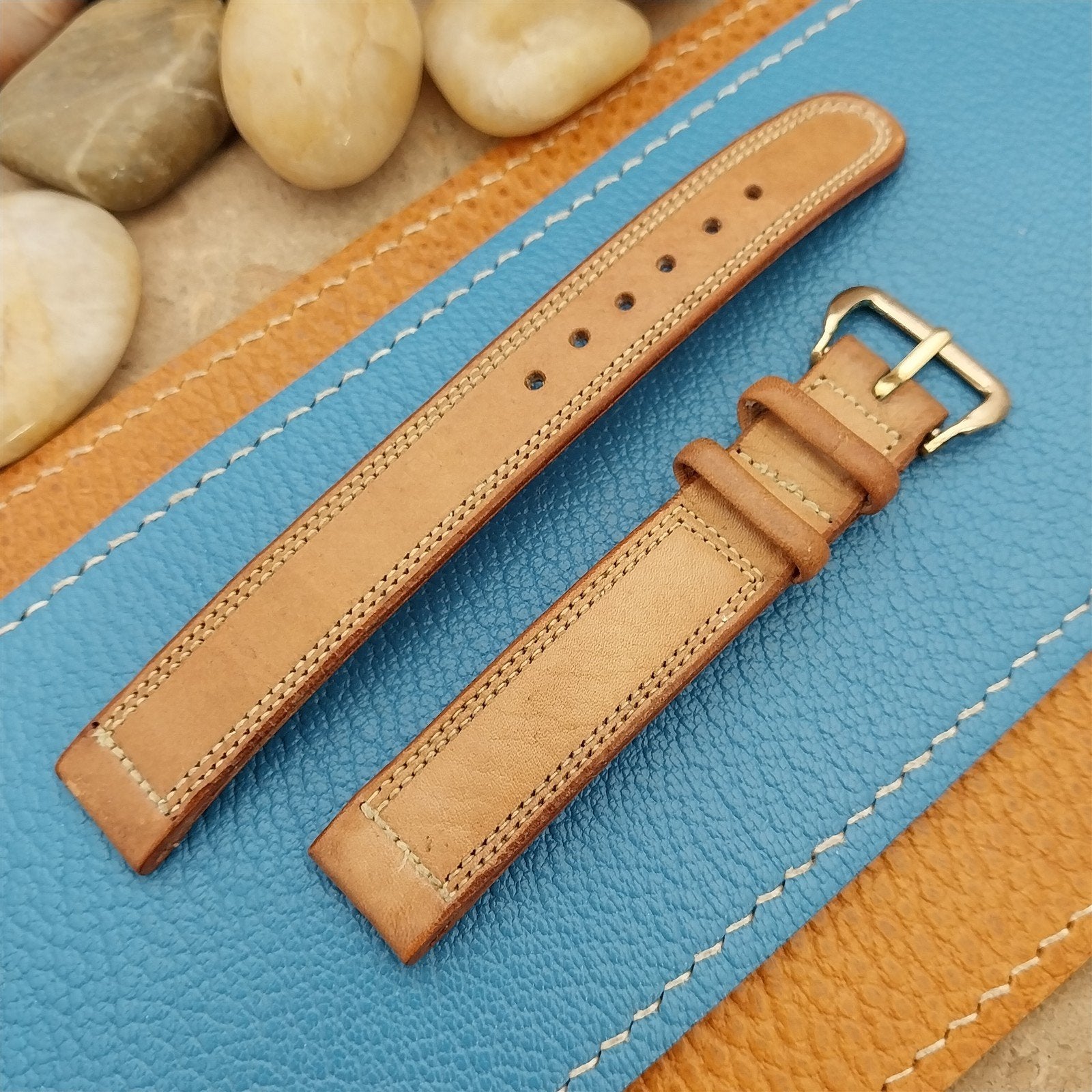 1940s Vintage Longines 14mm Brown Saddle Leather Classic NOS Unused Watch Band