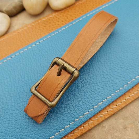 Tan English Bridle Leather Vintage Pocket Watch Fob Strap & Premium Solid Buckle