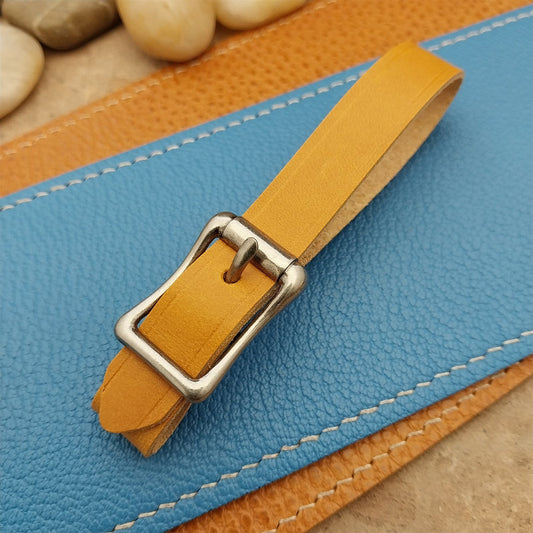 Yellow Italian Leather Pocket Watch Fob Strap & Nickel Finish Solid Buckle