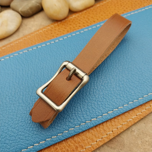 Whiskey Brown Italian Leather Pocket Watch Fob Strap& Nickel Finish Solid Buckle