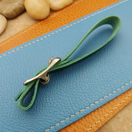 Green Italian Leather Pocket Watch Fob Strap& Antique Nickel Finish Solid Buckle