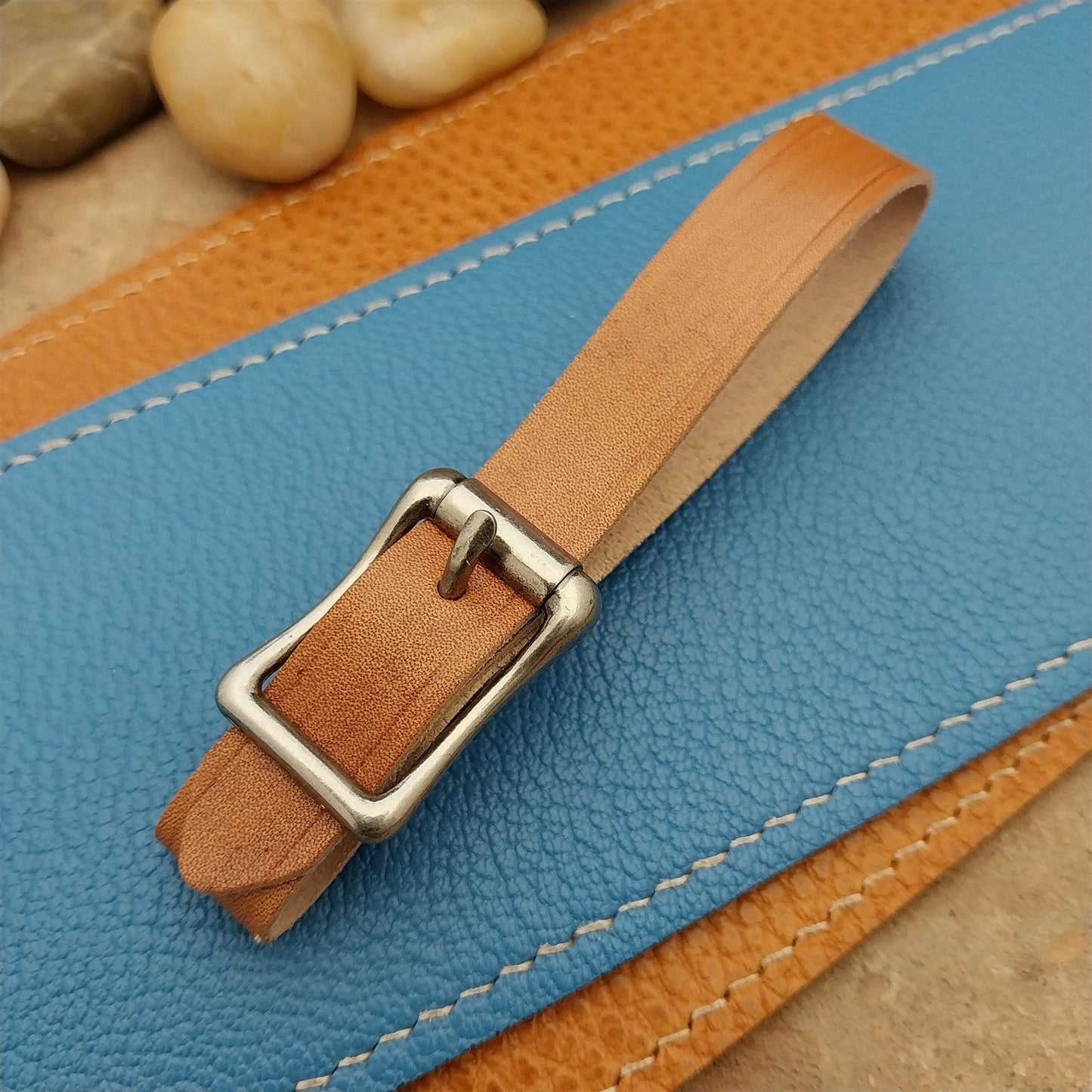 Kakishibu Stained Calfskin Vintage Pocket Watch Fob Strap & Premium Solid Buckle