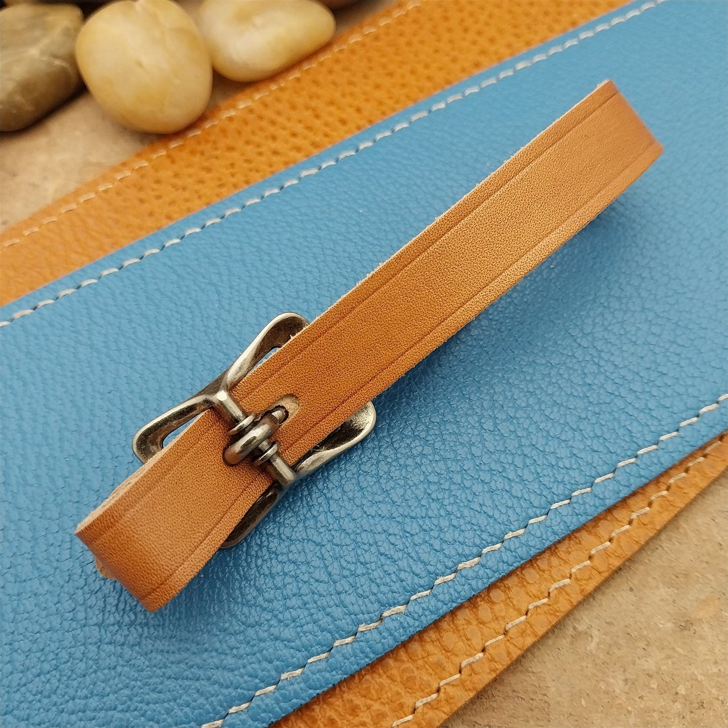 Kakishibu Stained Calfskin Vintage Pocket Watch Fob Strap & Premium Solid Buckle