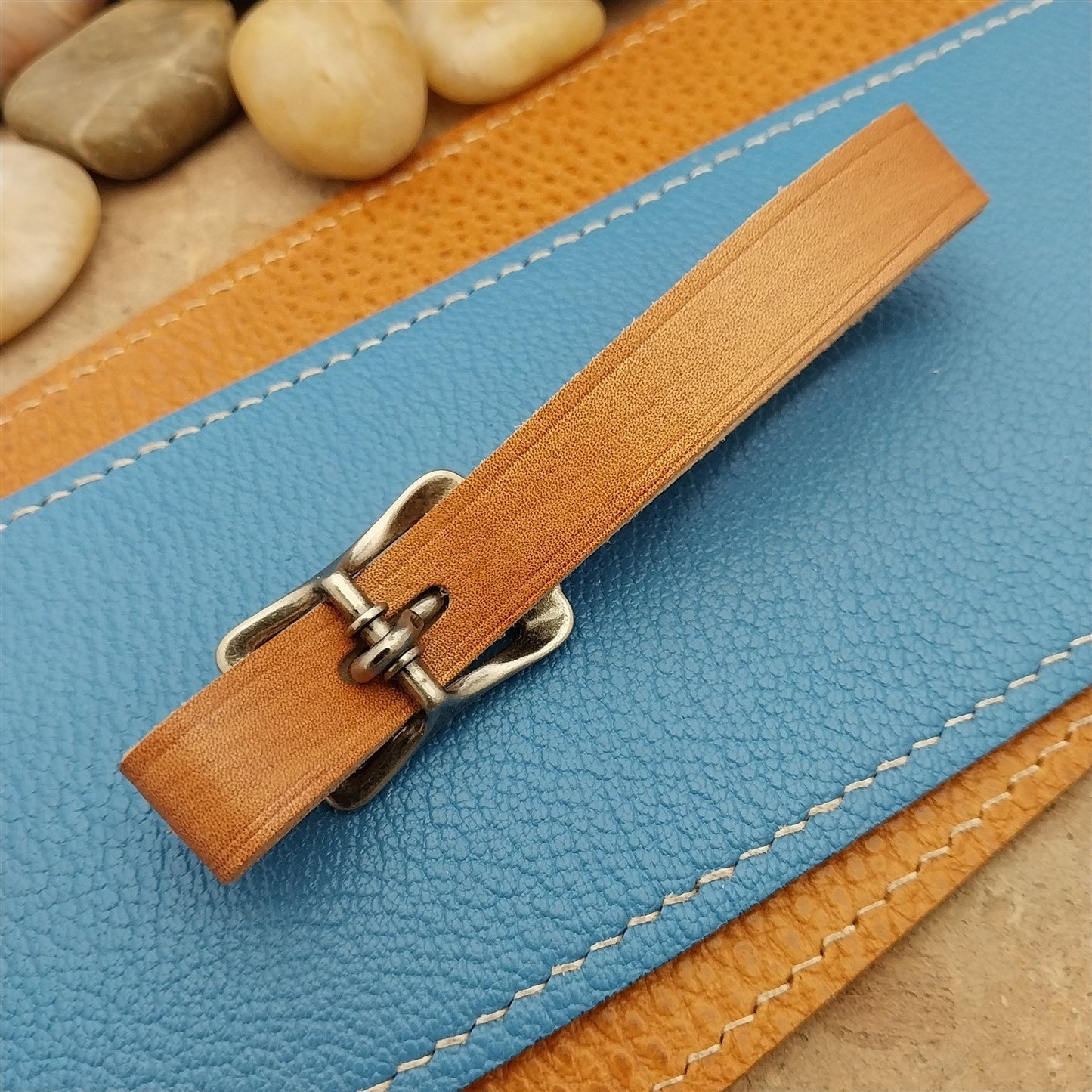 Kakishibu Stained Calfskin Vintage Pocket Watch Fob Strap & Premium Solid Buckle