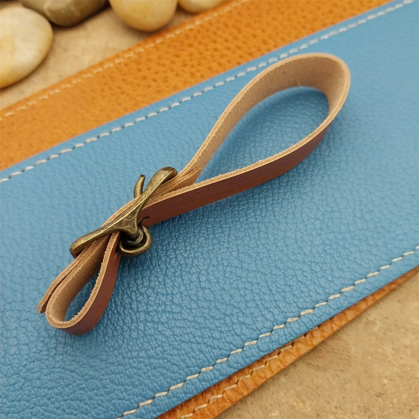 Kakishibu Stained Calfskin Vintage Pocket Watch Fob Strap & Premium Solid Buckle