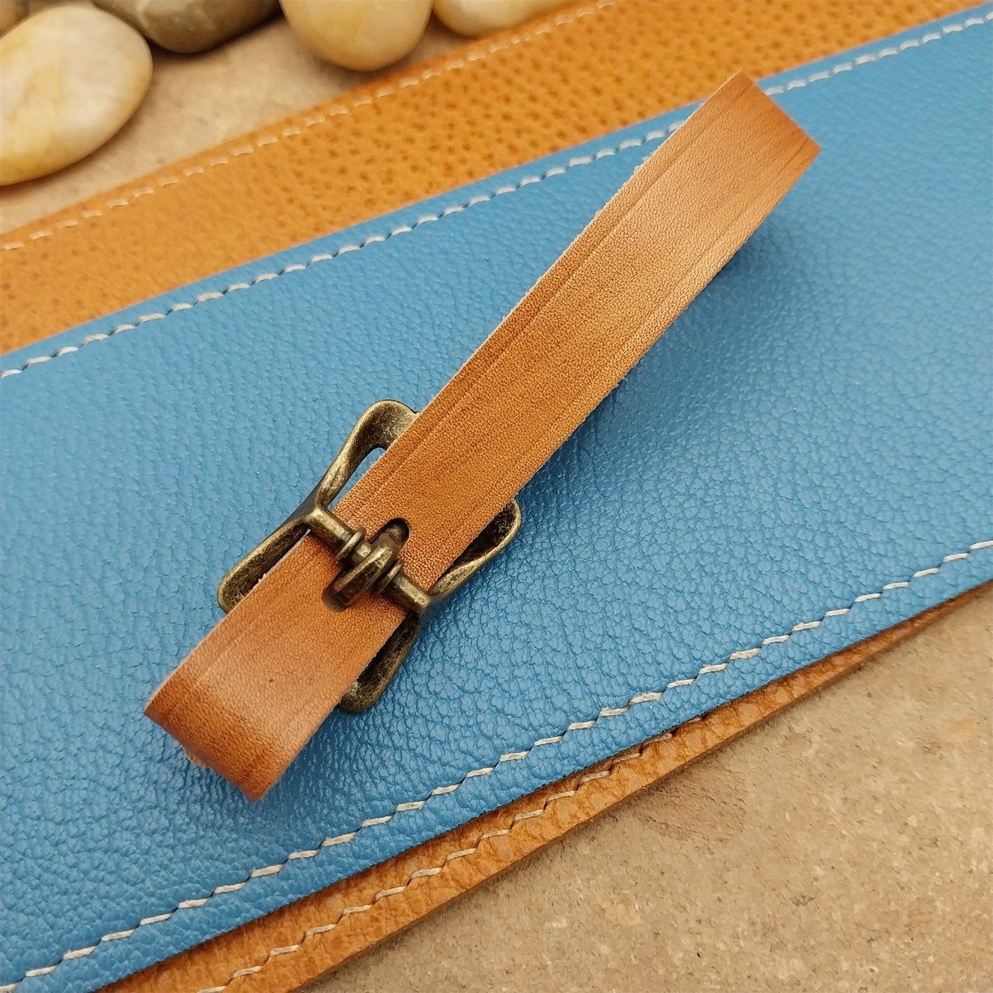 Kakishibu Stained Calfskin Vintage Pocket Watch Fob Strap & Premium Solid Buckle