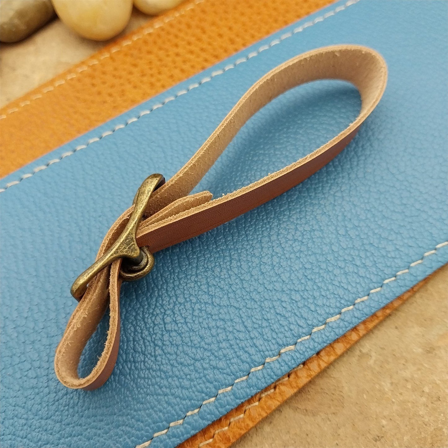 Kakishibu Stained Calfskin Vintage Pocket Watch Fob Strap & Premium Solid Buckle