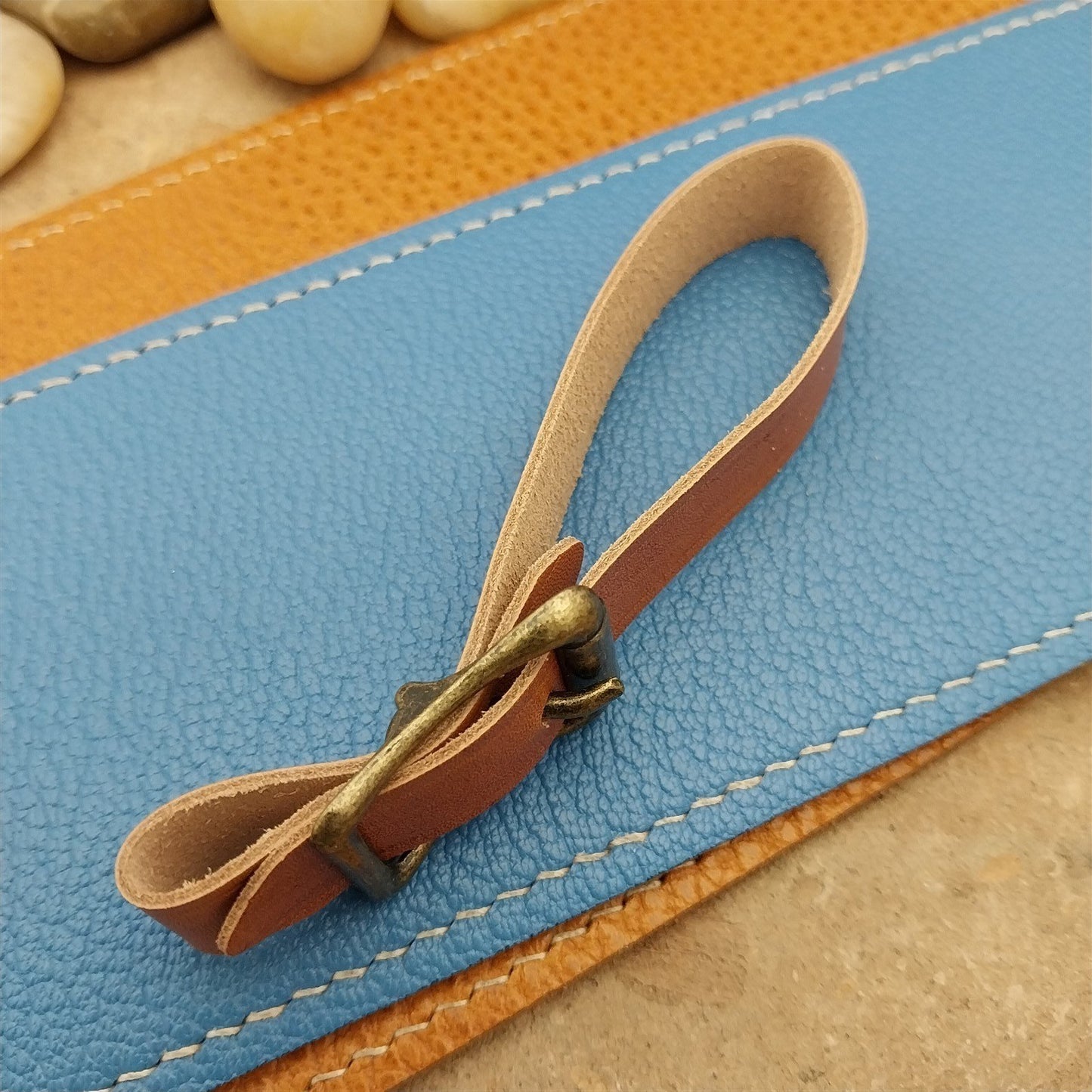 Kakishibu Stained Calfskin Vintage Pocket Watch Fob Strap & Premium Solid Buckle