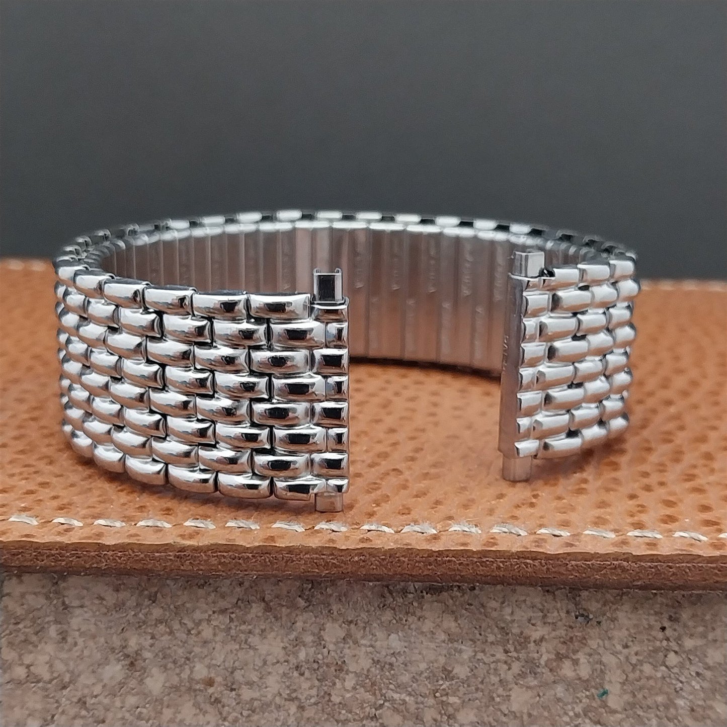 Vintage 19mm 20mm 22mm BOR Rice Beads Wide Stainless Speidel Stretch Watch Band