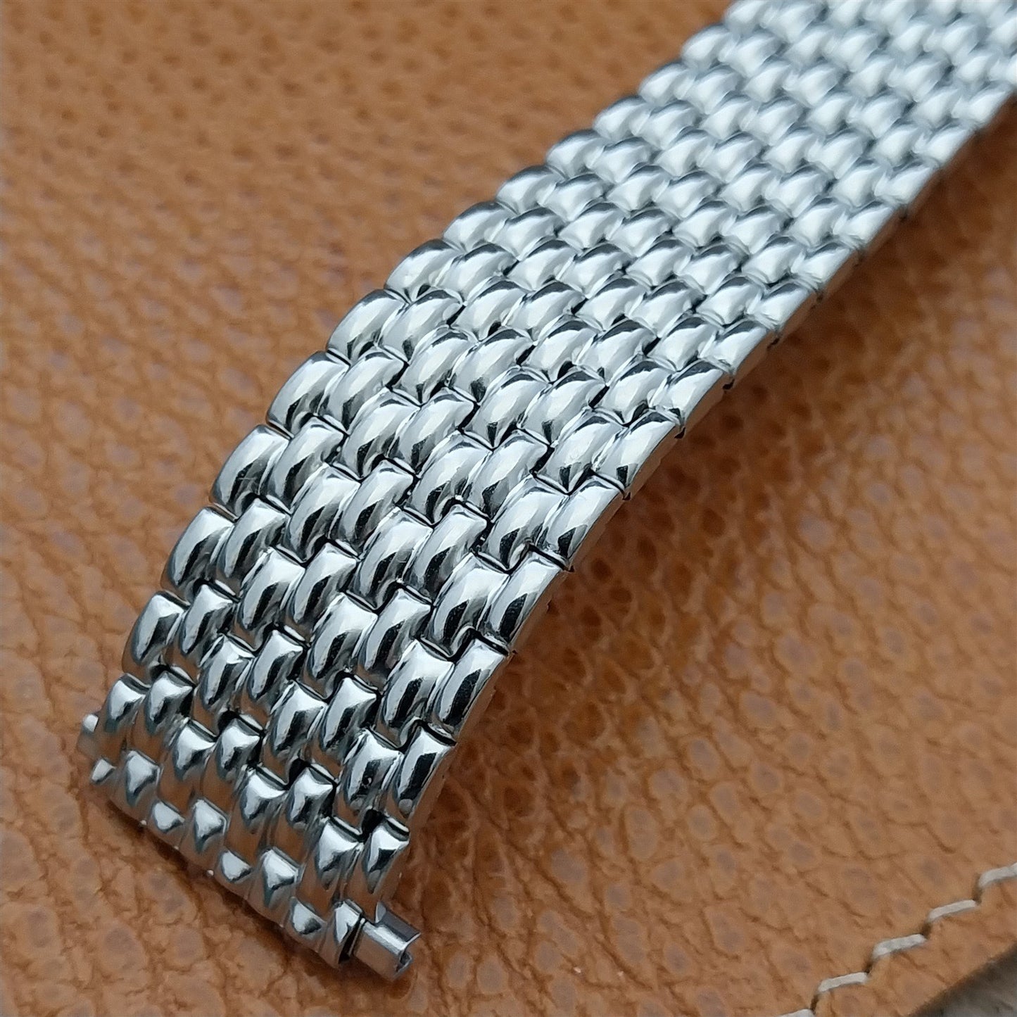 Vintage 19mm 20mm 22mm BOR Rice Beads Wide Stainless Speidel Stretch Watch Band