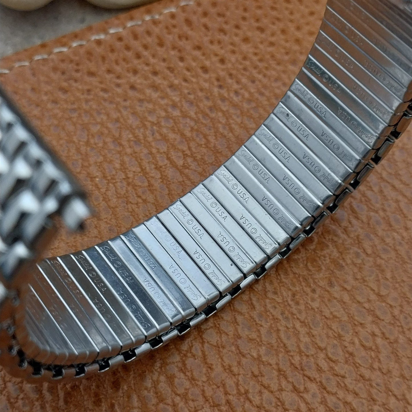 Vintage 19mm 20mm 22mm BOR Rice Beads Wide Stainless Speidel Stretch Watch Band