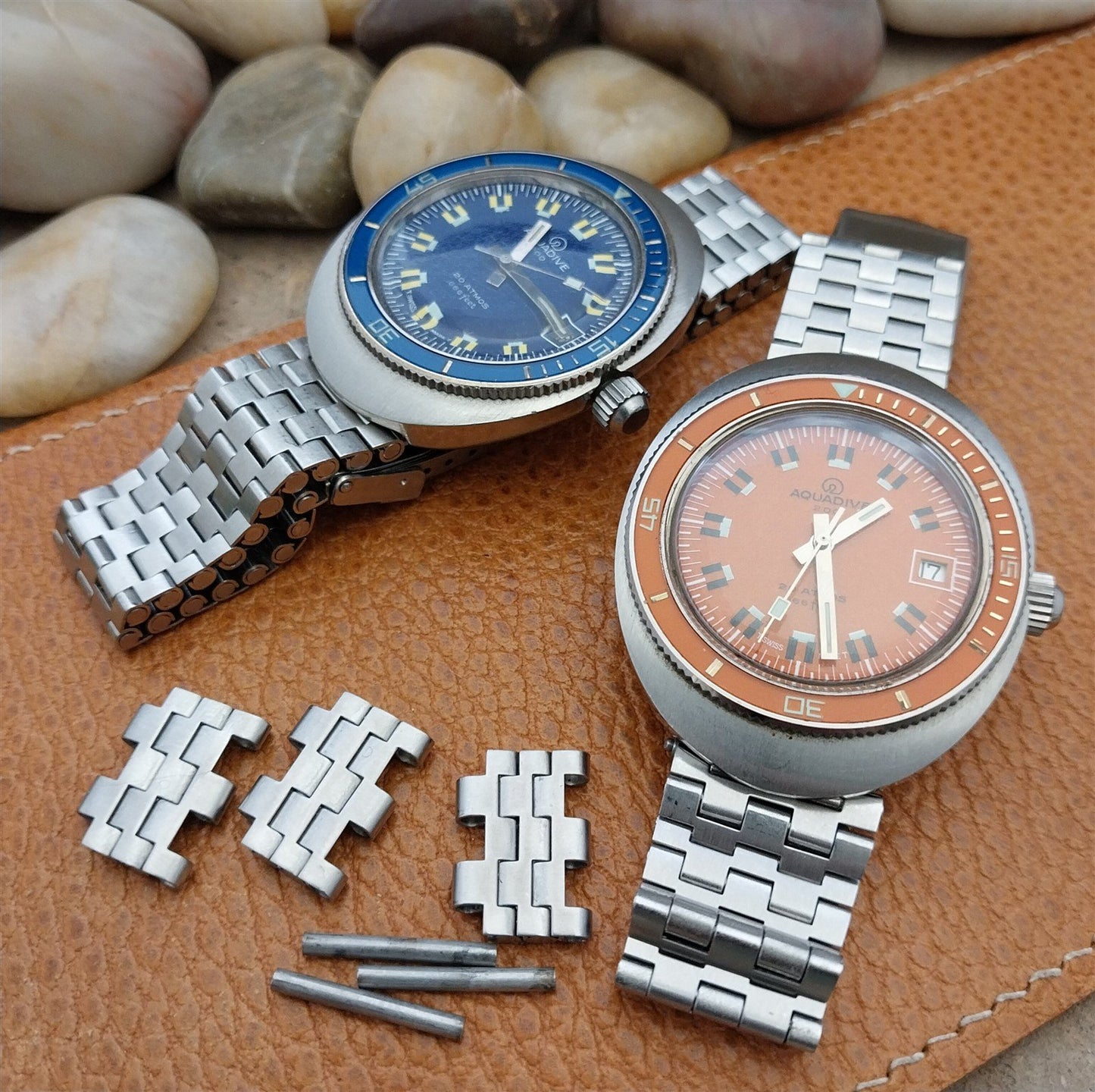 2 Aquadive 1939 Diver Stainless Steel Links Add Length to Vintage Watch Band