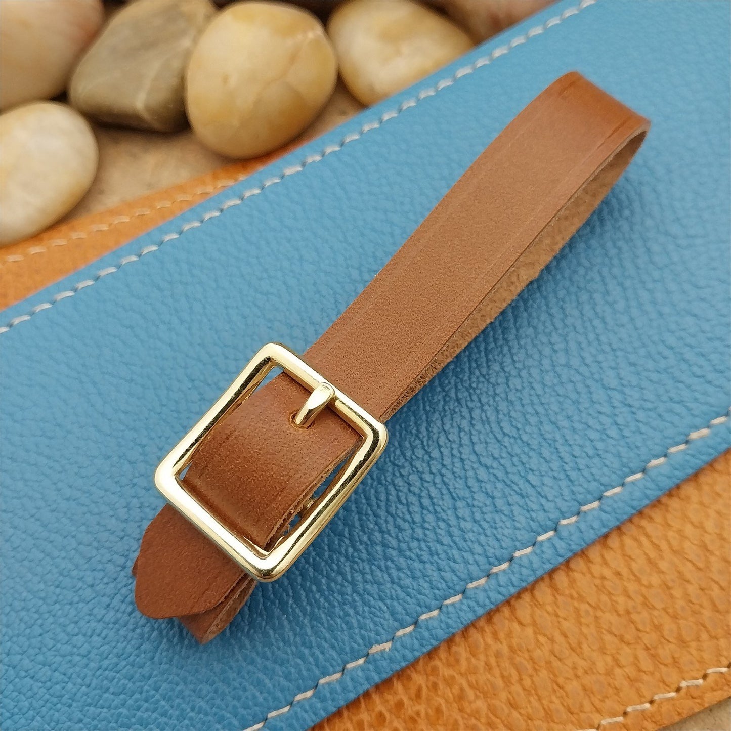 Whiskey Brown Italian Leather Pocket Watch Fob Strap & Brass Finish Solid Buckle