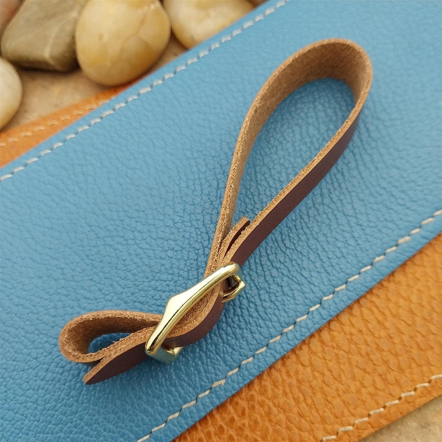 Whiskey Brown Italian Leather Pocket Watch Fob Strap & Brass Finish Solid Buckle